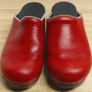 Dansko Red Leather Clogs